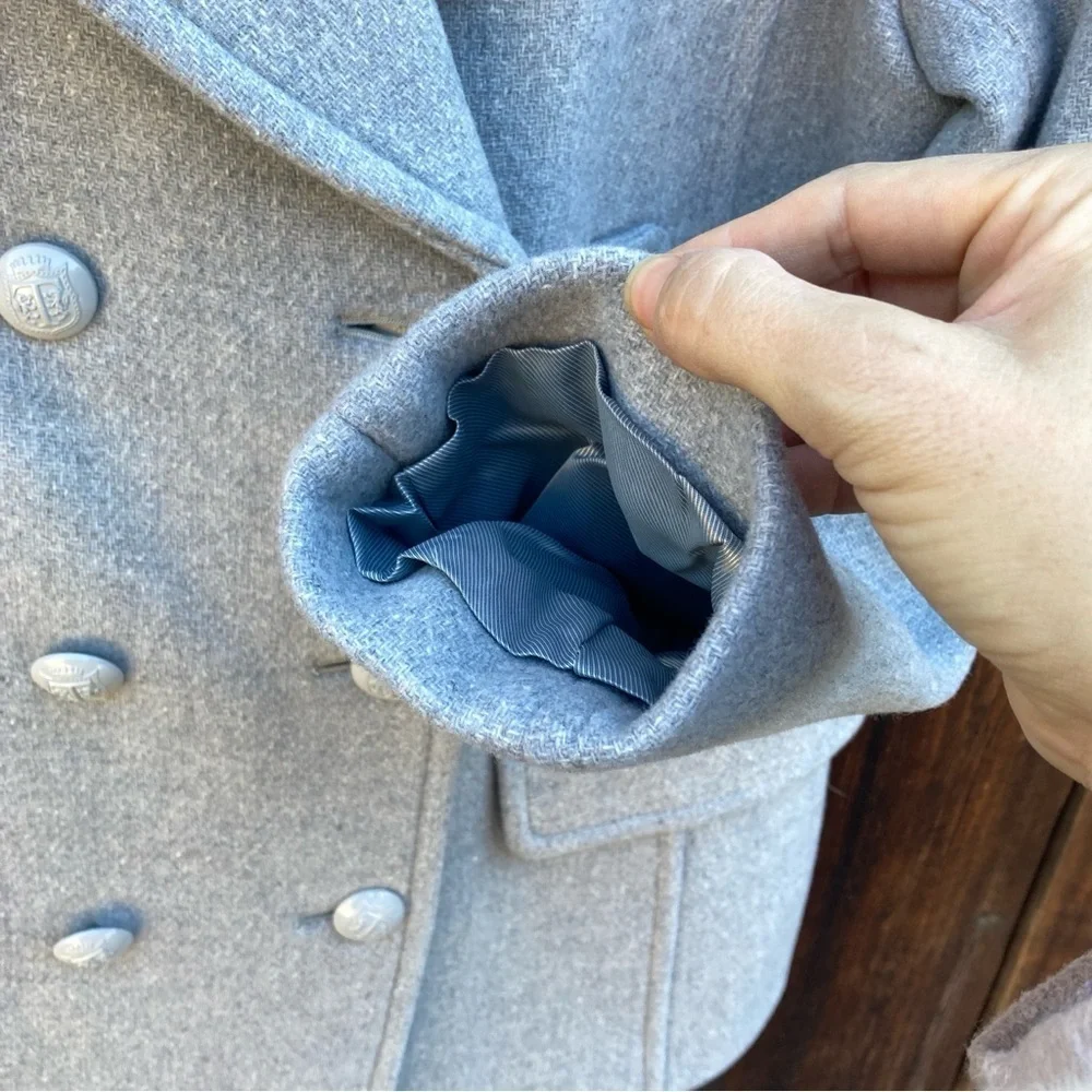 NWT Talbots light Grey Womens Double Breasted Pea Coat size 8 medium - Picture 8 of 14